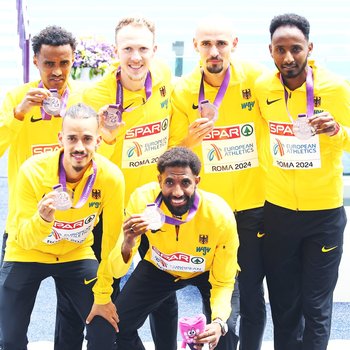 Samuel Fitwi EM-Dritter im Team (Foto: Iris Hensel).