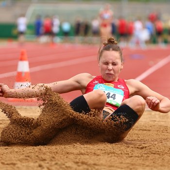 Vivien Ließfeld (LG Rhein-Wied) entschied den Weitsprung für sich und darf sich Süddeutsche U23-Meisterin nennen: Sie kam auf starke 5,86 Meter (Foto: René Weiss).