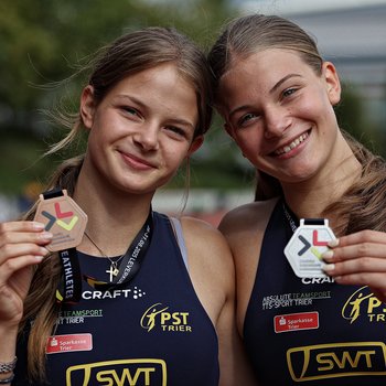 Mehrkampf DM in Leverkusen: Bronze für Hannah Schwind in der WJ U20 und Silber für Schwester Elisabeth in der W15 (Foto: Gantenberg).