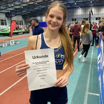 Hannah Schwind (Post-Sportverein Trier) wurde Sechste im Hallen-Fünfkampf der U18.