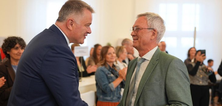 Partnerschaftliche und vertrauensvolle Zusammenarbeit von Beginn an: LSB-Präsident Rudolf Storck (r.) und Ministerpräsident Gordon Schnieder.